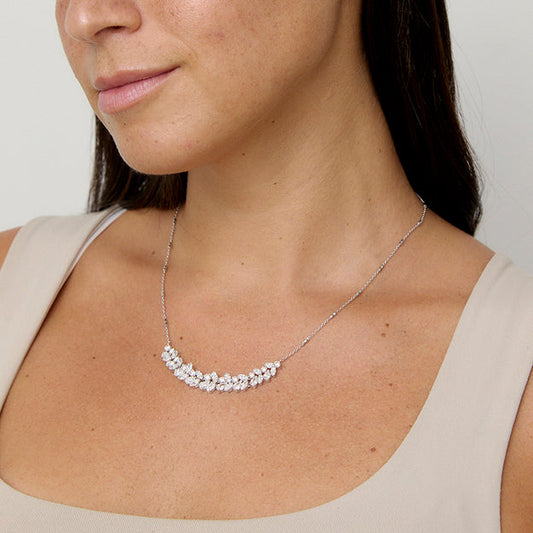 Multi Cut Diamonds Halfway Tennis Necklace - 18K Gold | SI Clarity