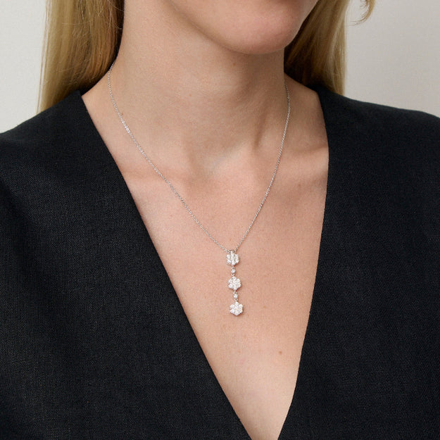 Flower Drop Diamonds Pendant - 18K Gold | VS Clarity