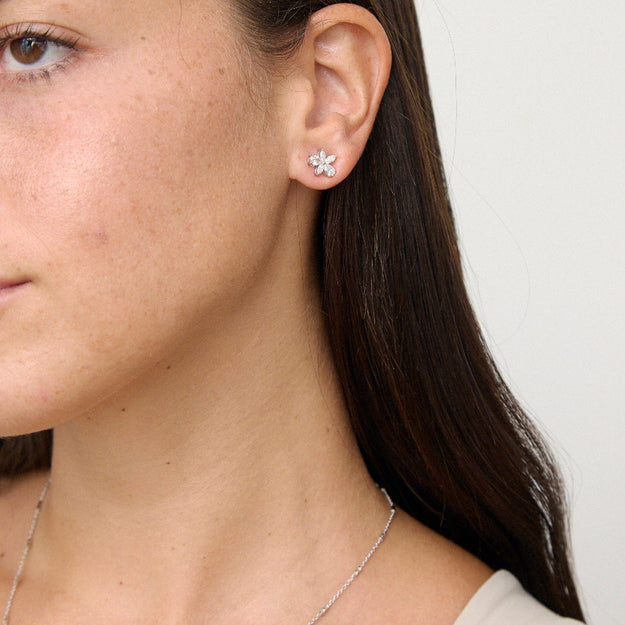 Marquise Diamonds Flower Stud Earrings - 18K | VS Clarity Natural Diamonds