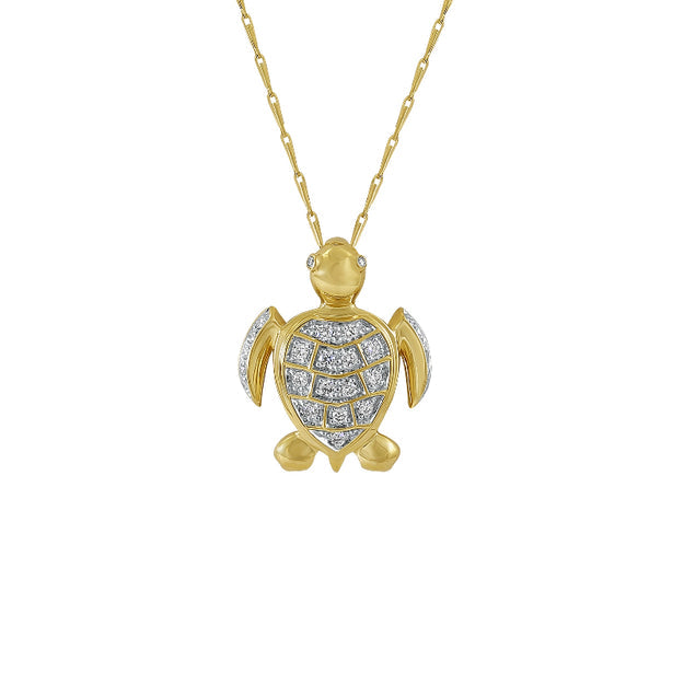 Diamond Turtle Pendant Necklace - 18K Gold | VS Clarity Natural Diamonds