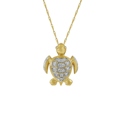 Diamond Turtle Pendant Necklace - 18K Gold | VS Clarity Natural Diamonds