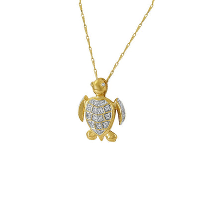 Diamond Turtle Pendant Necklace - 18K Gold | VS Clarity Natural Diamonds
