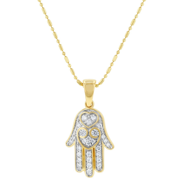 Hamsa Hand Diamond Necklace - 18K Gold | VS Clarity Natural Diamonds