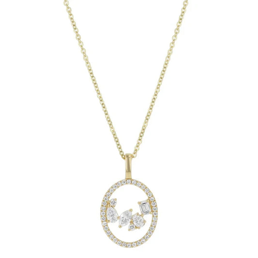 Floating Multi Shape Halo Pendant - 14K Gold | VS Clarity Lab Grown Diamonds