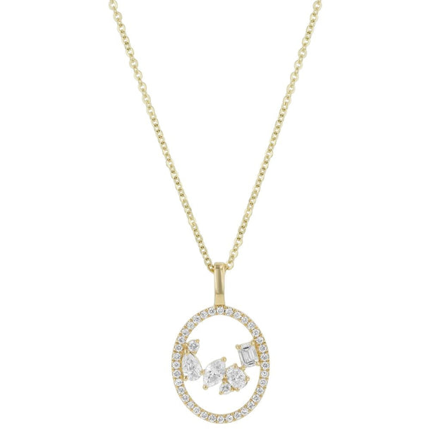 Floating Multi Shape Halo Pendant - 14K Gold | VS Clarity Lab Grown Diamonds