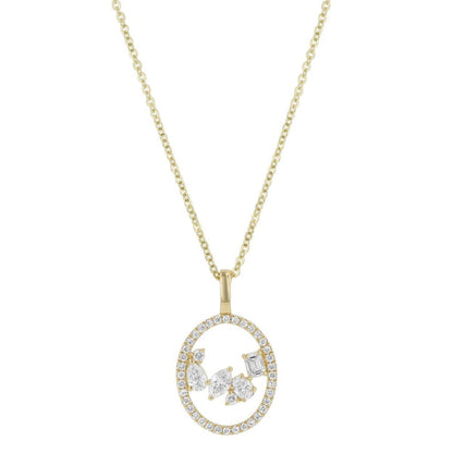 Floating Multi Shape Halo Pendant - 14K Gold | VS Clarity Lab Grown Diamonds