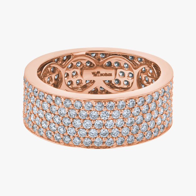 5-Row White Diamond Band - 18K Gold | VS Clarity Natural Diamonds