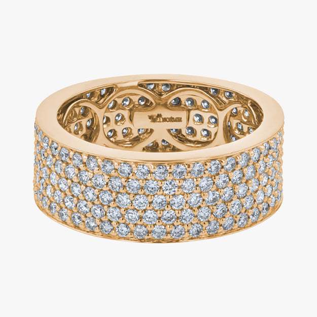 5-Row White Diamond Band - 18K Gold | VS Clarity Natural Diamonds