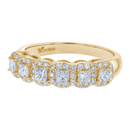 Princess Diamond Halo Half Band Ring - 18K Gold | VS Clarity Natural Diamonds