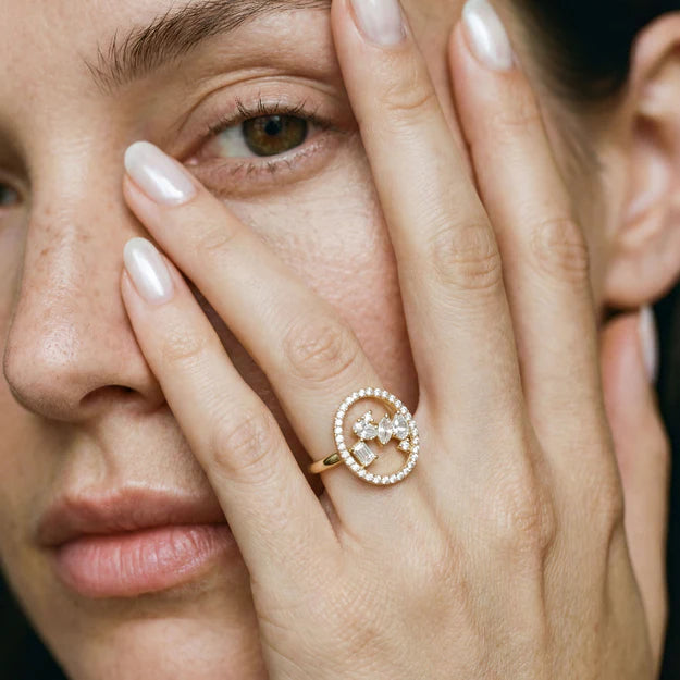 Floating Multi Shape Halo Ring - 14K Gold | VS Clarity Lab Grown Diamonds