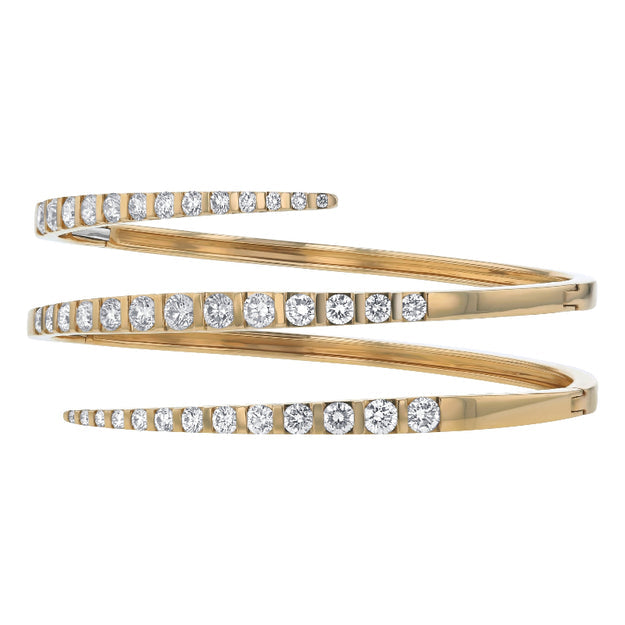 Graduated Diamond Spiral Cuff - 18K Gold | VS Clarity Natural Diamonds