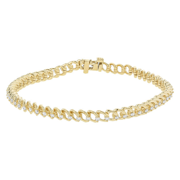 Diamond Curb Chain Bracelet - 18K Gold | VS Clarity Natural Diamonds