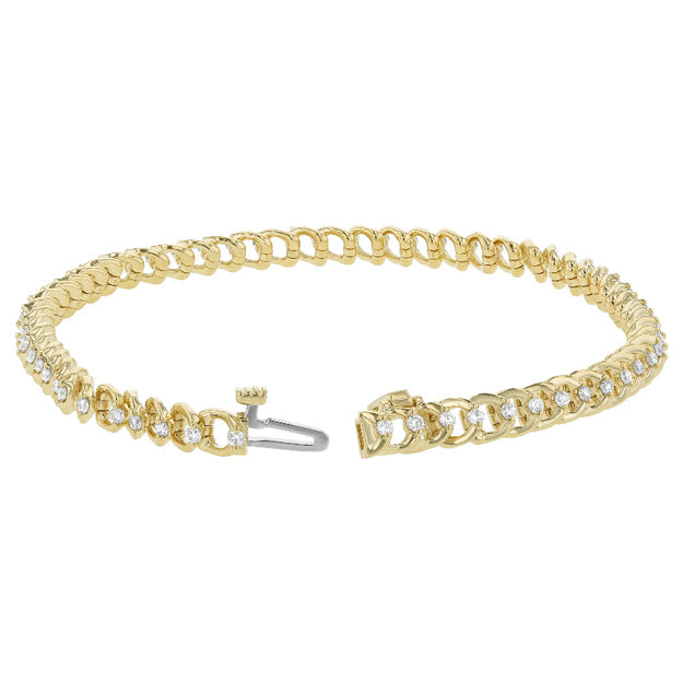 Diamond Curb Chain Bracelet - 18K Gold | VS Clarity Natural Diamonds