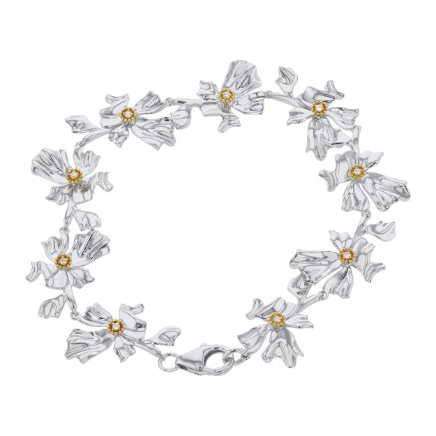Floral Alchemy Diamond and Gold Bracelet - Sterling Silver | VS Clarity Lab Grown DiamondsFloral Alchemy Diamond and Gold Bracelet - Sterling Silver | VS Clarity Lab Grown Diamonds
