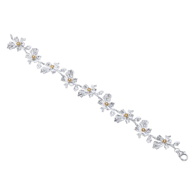 Floral Alchemy Diamond and Gold Bracelet - Sterling Silver | VS Clarity Lab Grown DiamondsFloral Alchemy Diamond and Gold Bracelet - Sterling Silver | VS Clarity Lab Grown Diamonds