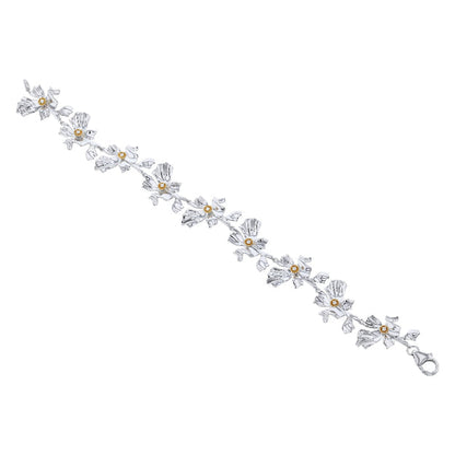 Floral Alchemy Diamond and Gold Bracelet - Sterling Silver | VS Clarity Lab Grown DiamondsFloral Alchemy Diamond and Gold Bracelet - Sterling Silver | VS Clarity Lab Grown Diamonds
