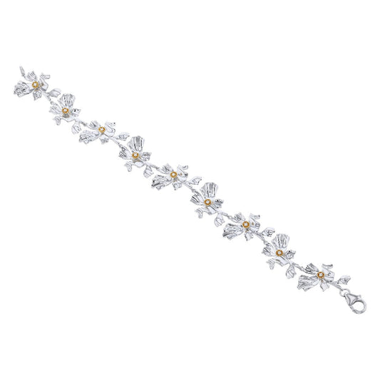 Floral Alchemy Diamond and Gold Bracelet - Sterling Silver | VS Clarity Lab Grown DiamondsFloral Alchemy Diamond and Gold Bracelet - Sterling Silver | VS Clarity Lab Grown Diamonds