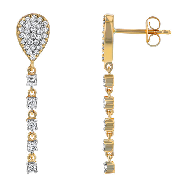 Teardrop Dangle Diamond Earrings - 18K Gold | VS Clarity Natural Diamonds