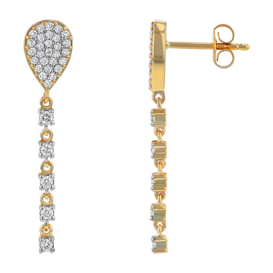 Teardrop Dangle Diamond Earrings - 18K Gold | VS Clarity Natural Diamonds