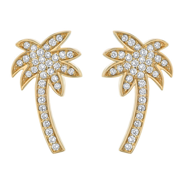 Noémie Palm Tree Diamond Earrings - 14K Gold | VS Clarity Lab Grown Diamonds
