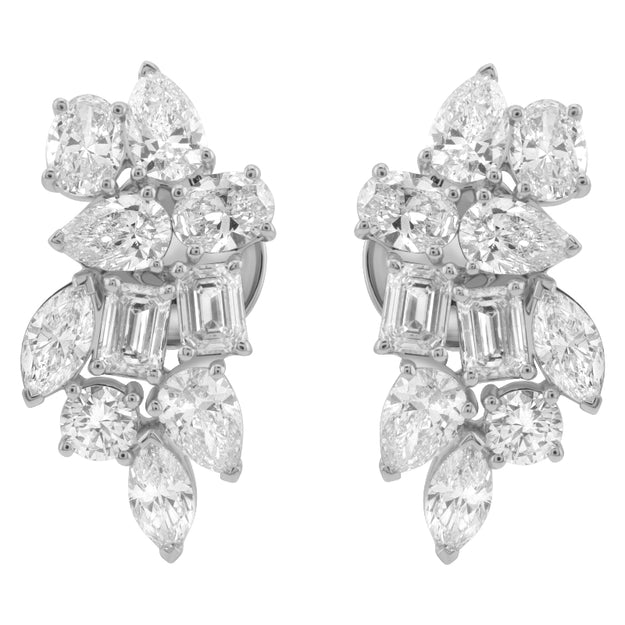 Multi Shape Diamond Cluster Drop Earrings – 14K Gold | VS Clarity Lab Grown Diamonds