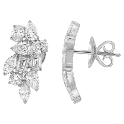 Multi Shape Diamond Cluster Drop Earrings – 14K Gold | VS Clarity Lab Grown Diamonds
