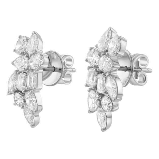 Multi Shape Diamond Cluster Drop Earrings – 14K Gold | VS Clarity Lab Grown Diamonds