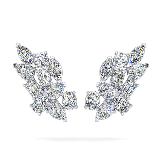Multi Shape Diamond Cluster Drop Earrings – 14K Gold | VS Clarity Lab Grown Diamonds