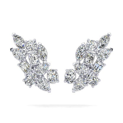 Multi Shape Diamond Cluster Drop Earrings – 14K Gold | VS Clarity Lab Grown Diamonds