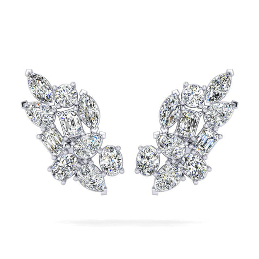 Multi Shape Diamond Cluster Drop Earrings – 14K Gold | VS Clarity Lab Grown Diamonds