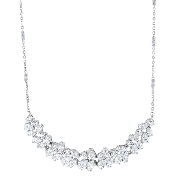 Multi Cut Diamonds Halfway Tennis Necklace - 18K Gold | SI Clarity