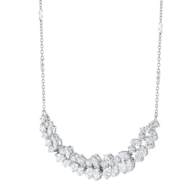 Multi Cut Diamonds Halfway Tennis Necklace - 18K Gold | SI Clarity