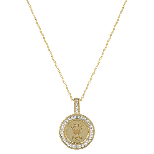 "Love You" Diamond Pendant Necklace without the 18K Gold Chain - 18K Gold | VS Clarity