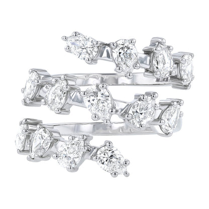 Pear Shaped Diamond Spiral Ring - 18K Gold | VS Clarity Natural Diamonds