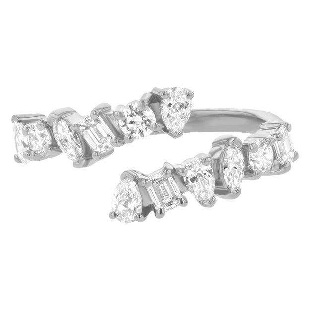 Multi Shape Diamonds Half Spiral Ring - 14K Gold | VS Clarity Lab Grown Diamonds