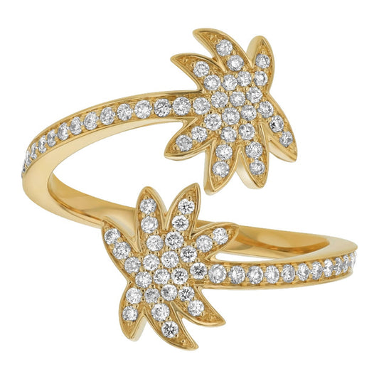 Noémie Palm Tree Diamond Spiral Ring - 18K Gold | VS Clarity Natural Diamonds