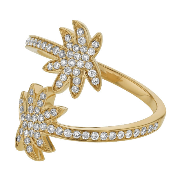 Noémie Palm Tree Diamond Spiral Ring - 18K Gold | VS Clarity Natural Diamonds