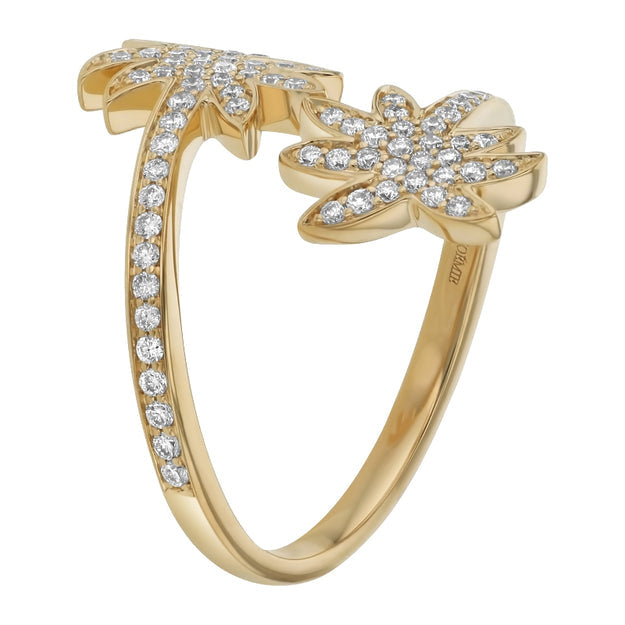 Noémie Palm Tree Diamond Spiral Ring - 18K Gold | VS Clarity Natural Diamonds