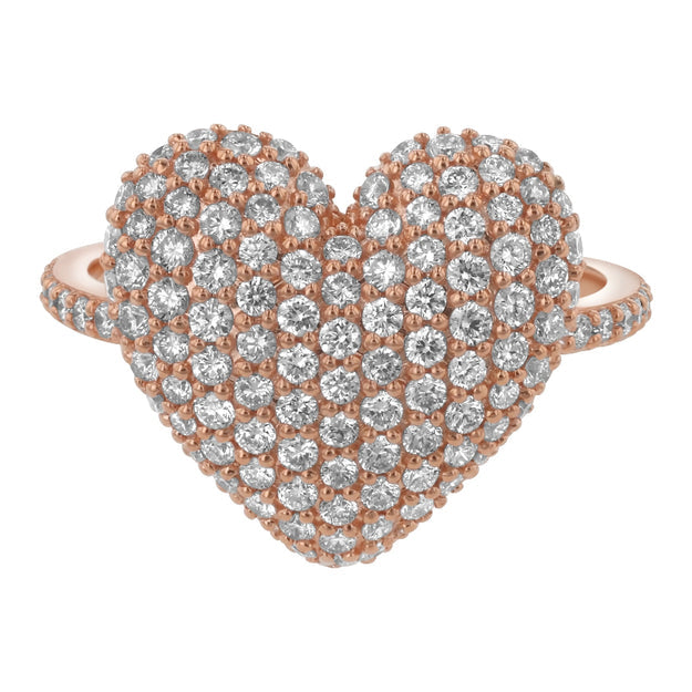Diamond Heart Pave Ring - 18K Gold | VS Clarity Natural Diamonds
