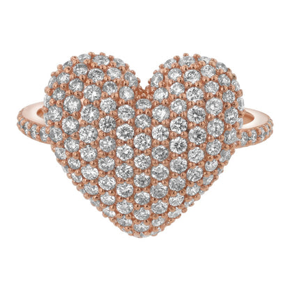 Diamond Heart Pave Ring - 18K Gold | VS Clarity Natural Diamonds