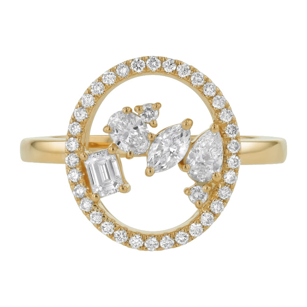 Floating Multi Shape Halo Ring - 14K Gold | VS Clarity Lab Grown Diamonds