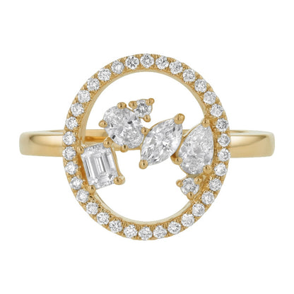 Floating Multi Shape Halo Ring - 14K Gold | VS Clarity Lab Grown Diamonds