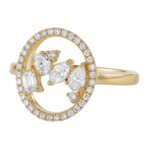 Floating Multi Shape Halo Ring - 14K Gold | VS Clarity Lab Grown Diamonds