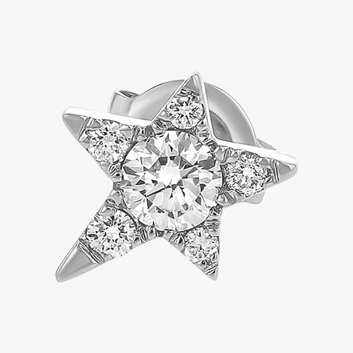 Single Star Diamond Earring - 18K Gold | VS Clarity Natural Diamonds