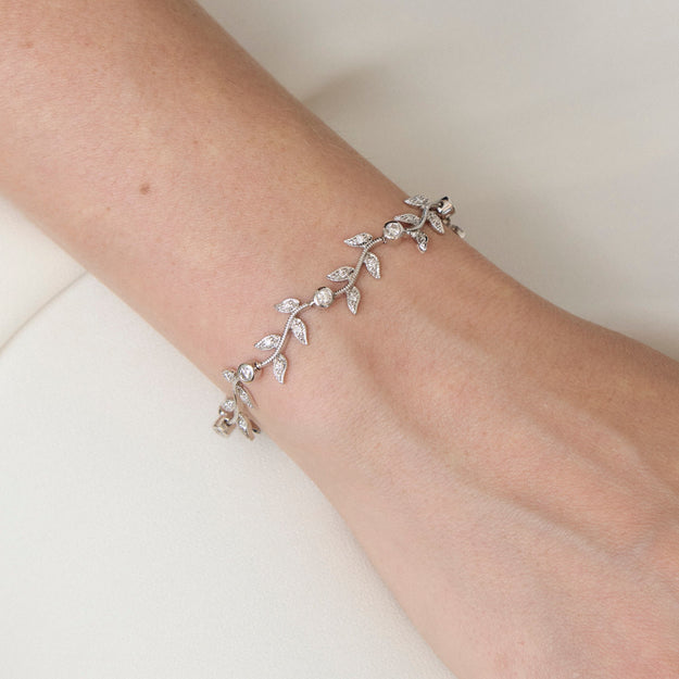 Vintage Inspired Diamond Leaf Vine Bracelet - 18K Gold | VS Clarity Natural Diamonds