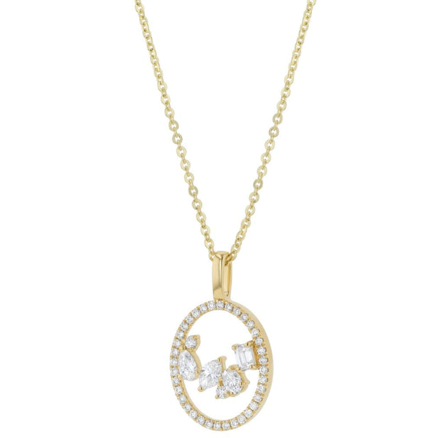 Floating Multi Shape Halo Pendant - 14K Gold | VS Clarity Lab Grown Diamonds